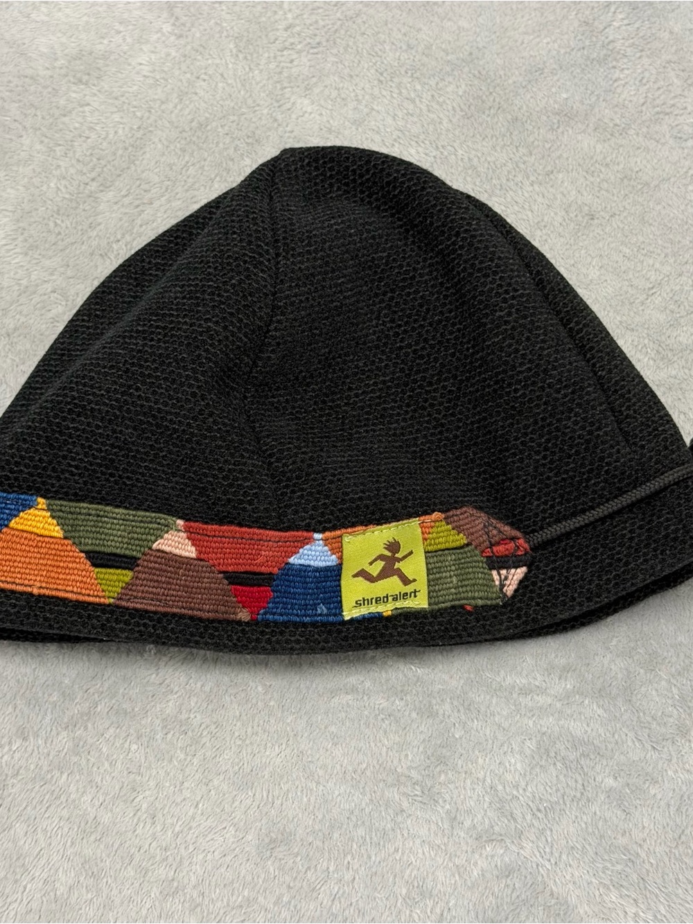 Vintage Shred Alert Polartec Fleece Beanie Multicolor Design 90s USA OSFM